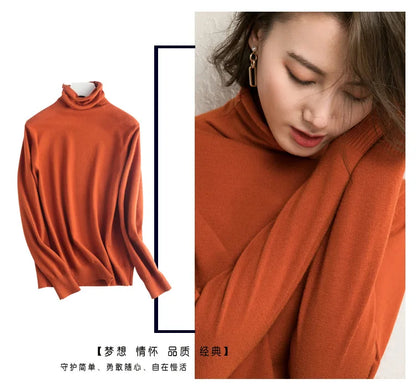 Autumn Winter Sweater Turtleneck Slim Fit Basic Pullovers Fashion Knit Tops Bottoming Women's Sweater Stretch Jumpers The Clothing Company Sydney