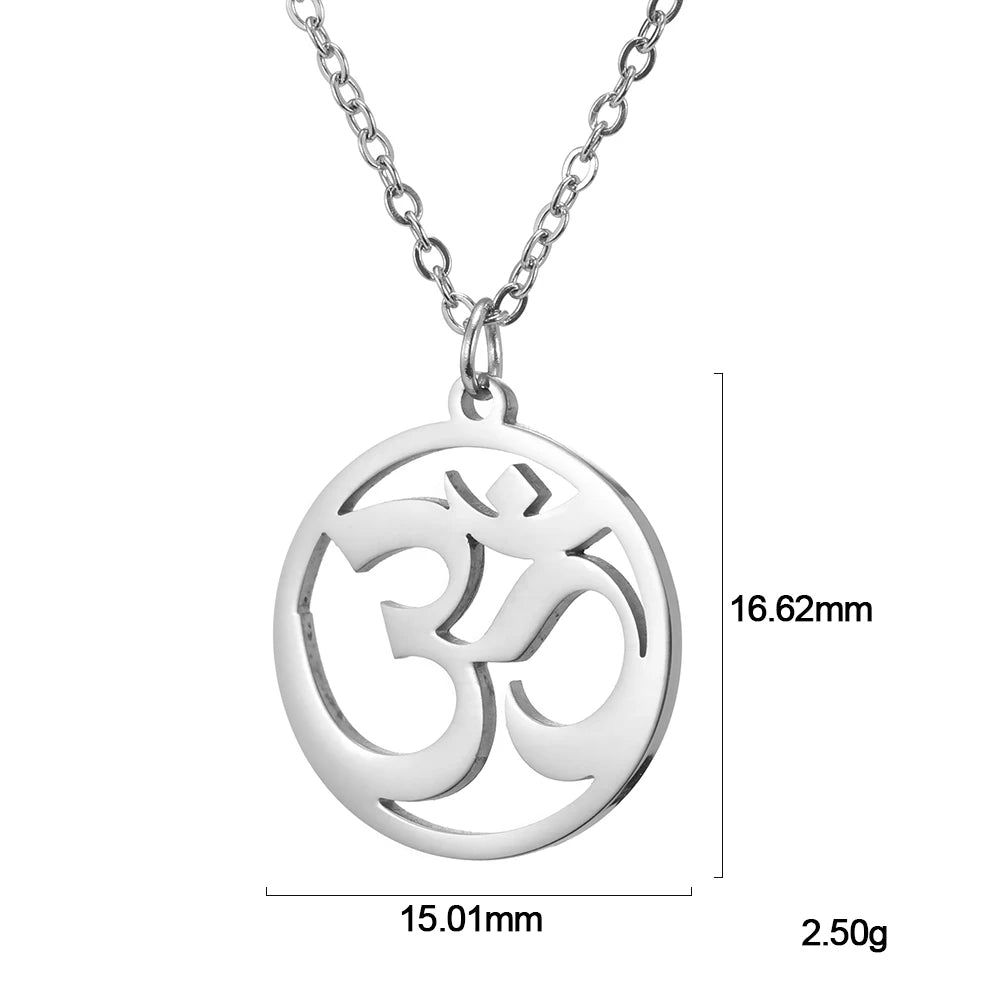 Hindu Yoga Om Aum Necklace For Men Women Amulet Stainless Steel Jewellery Shiva Accessories - The Clothing Company Sydney