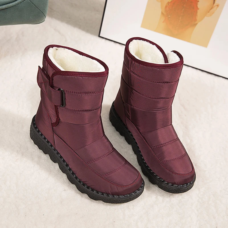 Non Slip Waterproof Snow Boots Women's Thick Plush Winter Ankle Boots Cotton Padded Shoes - The Clothing Company Sydney