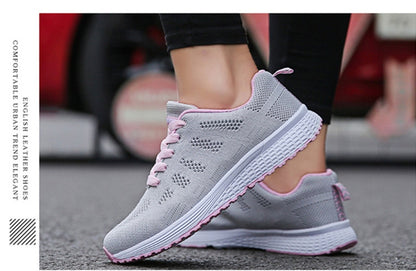 Women Casual Shoes Fashion Breathable Walking Mesh Flat Shoes Sneakers Women 2021 Gym Vulcanized Shoes White Female Footwear The Clothing Company Sydney