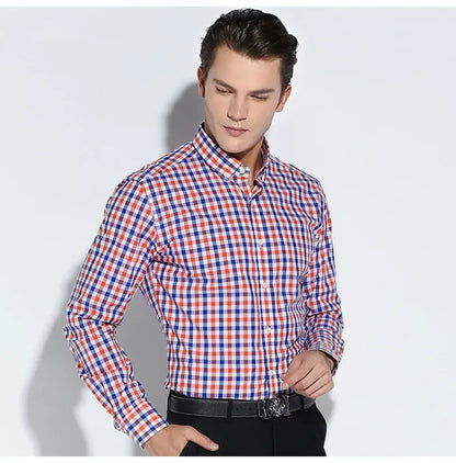 English Style Plaid Checked Cotton Men Shirts Without Pocket Long Sleeve Versatile Casual Standard-fit Button-down Gingham Shirt The Clothing Company Sydney