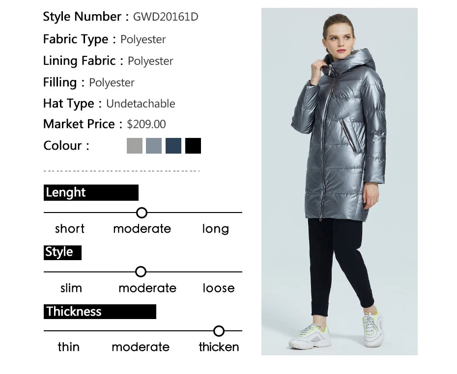 Women's Hooded Winter jacket fashion casual slim long warm cotton coat ladies parkas - The Clothing Company Sydney