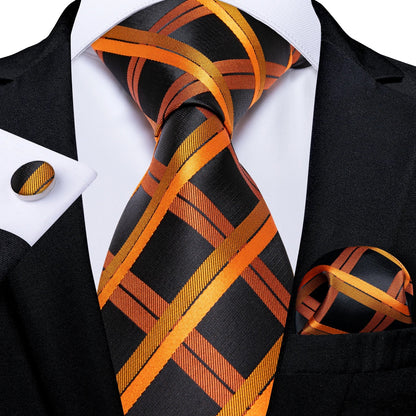 Plaid Print Men's Tie Set 8cm Width Neck Tie Handkerchief Cufflinks Business Wedding Tie Gift Set The Clothing Company Sydney