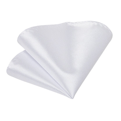 8cm Men Silk Tie White Solid Necktie Formal Wedding Party Ties Cufflinks Hanky Flower Brooch Gift Set - The Clothing Company Sydney