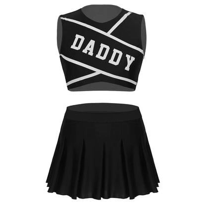 2 Piece Cheerleader Costume Women Adult Cheerleading Uniform Dancing Outfit Sleeveless Crop Top with Mini Pleated Skirt The Clothing Company Sydney