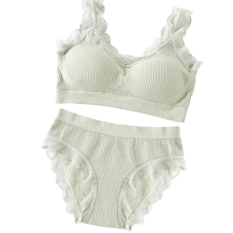 2 Piece Lace Underwear Set Padded Bra Set Women's Underwear Brassiere Fitness Crop Top Set - The Clothing Company Sydney