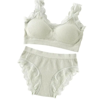 2 Piece Lace Underwear Set Padded Bra Set Women's Underwear Brassiere Fitness Crop Top Set - The Clothing Company Sydney