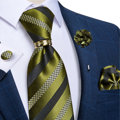 Men's Ties 8cm Wide Silk Neck Tie For Wedding Party Accessories Pocket Square Cufflinks Brooch Pin Set - The Clothing Company Sydney