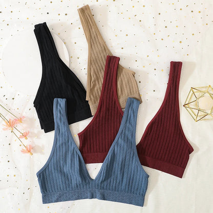 Deep V-neck Seamless Bra Push Up Bras For Women Bralette Lingerie Female Low Back Sleep Underwear Unlined Crop Top The Clothing Company Sydney