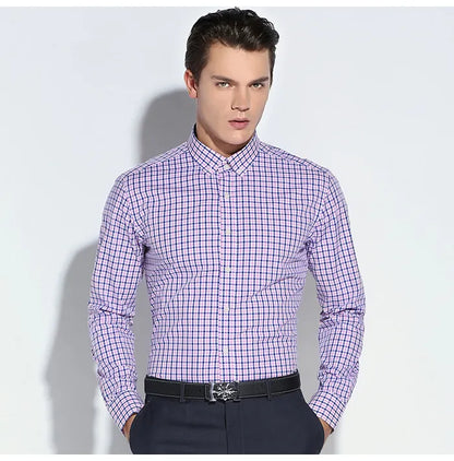 English Style Plaid Checked Cotton Men Shirts Without Pocket Long Sleeve Versatile Casual Standard-fit Button-down Gingham Shirt The Clothing Company Sydney