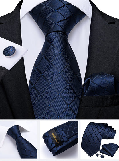 Classic Navy Blue Men's Tie Striped Paisley Floral Necktie Pocket Square Cufflinks Business Tie Set Cravat Gift For Men The Clothing Company Sydney