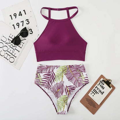 2 Piece High Neck Swimsuit Female Two Piece Swimwear Women High Waist Bikini Set Beach Wear for Bathing Suit The Clothing Company Sydney