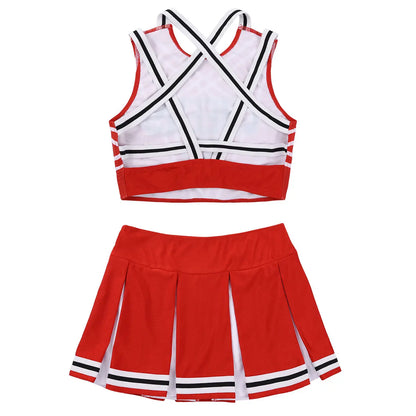 2 Piece Cheerleader Costume Women Adult Cheerleading Uniform Dancing Outfit Sleeveless Crop Top with Mini Pleated Skirt The Clothing Company Sydney