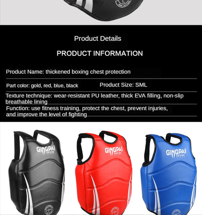 Boxing Chest Guard MMA Martial Arts Rib Shield Armour Adults Kids Body Protector Kickboxing Training Uniform Muay Thai Fight Gear - The Clothing Company Sydney