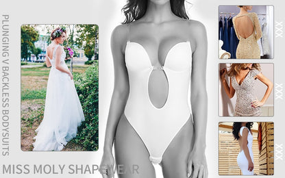 Women's Plunging Deep V-Neck Strapless Backless Bodysuit Seamless Thong Full Body Shapewear for Wedding Party Body Shaper The Clothing Company Sydney