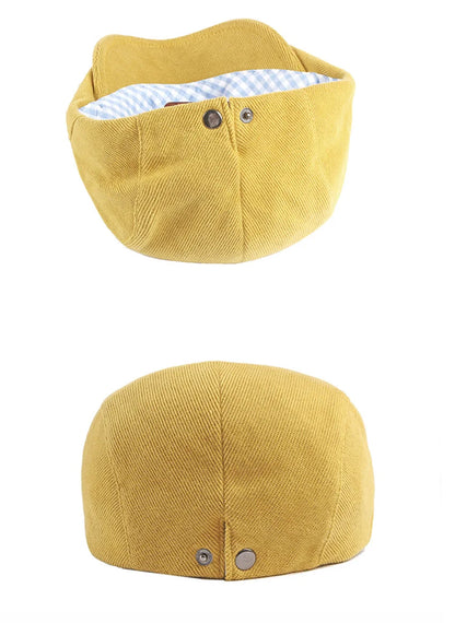 Spring Autumn Berets Hat Men's knitting Visor Cap Casual Fashion Women Beret Solid Yellow Blue Peaked Flat Cap Duckbill Hat - The Clothing Company Sydney