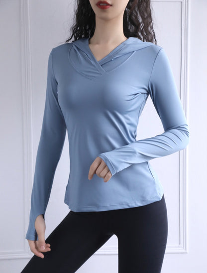 Women's Back Forked Yoga Shirt Long Sleeve Thumb Hole Running T-shirt Mesh Breathable Sports Hoodie Fitness Top Gym Workout Blouse The Clothing Company Sydney