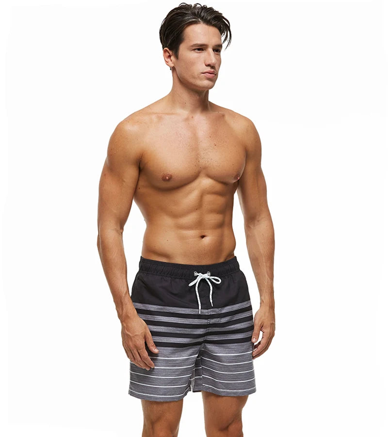 Summer Mens Swim Shorts Beach Quick Dry Printing Swimsuit Plus Size Mesh Liner Surfing Gym Board Shorts