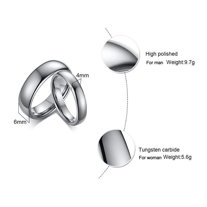 Anti Scratch Tungsten Wedding Rings for Women Men Simple Classic Wedding Bands for Couples Basic Jewelry - The Clothing Company Sydney