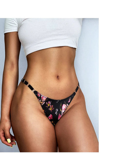 Seamless Thong Women's Underwear Briefs Panties Zebra Flower Low Rise Metal Buckle G String Bikini Undies The Clothing Company Sydney