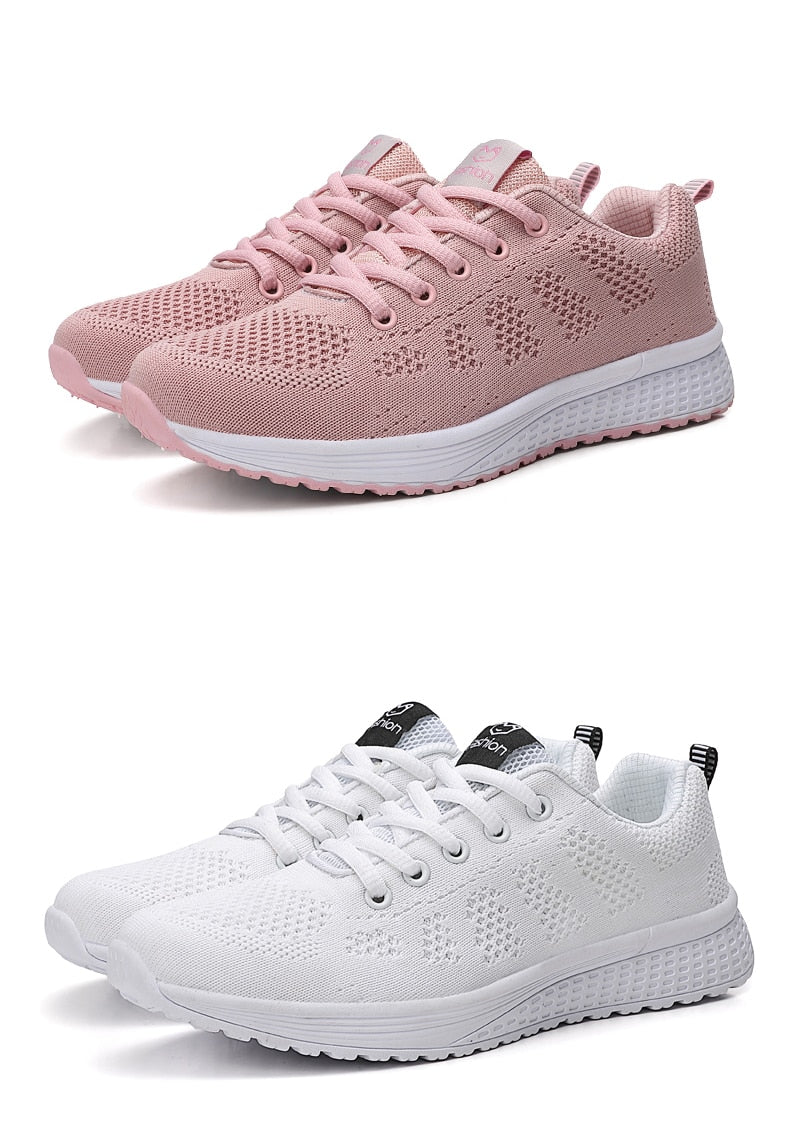 Women's Casual Shoes Breathable Walking Mesh Lace Up Flat Shoes Sneakers The Clothing Company Sydney