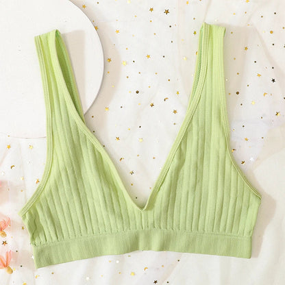 Deep V-neck Seamless Bra Push Up Bras For Women Bralette Lingerie Female Low Back Sleep Underwear Unlined Crop Top The Clothing Company Sydney