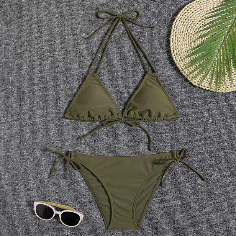 2 Piece Swimwear Swimsuit Women Bikini Micro Floral Bikinis Set Beach Thong Bathing Suit Lace Up Swim Suits The Clothing Company Sydney