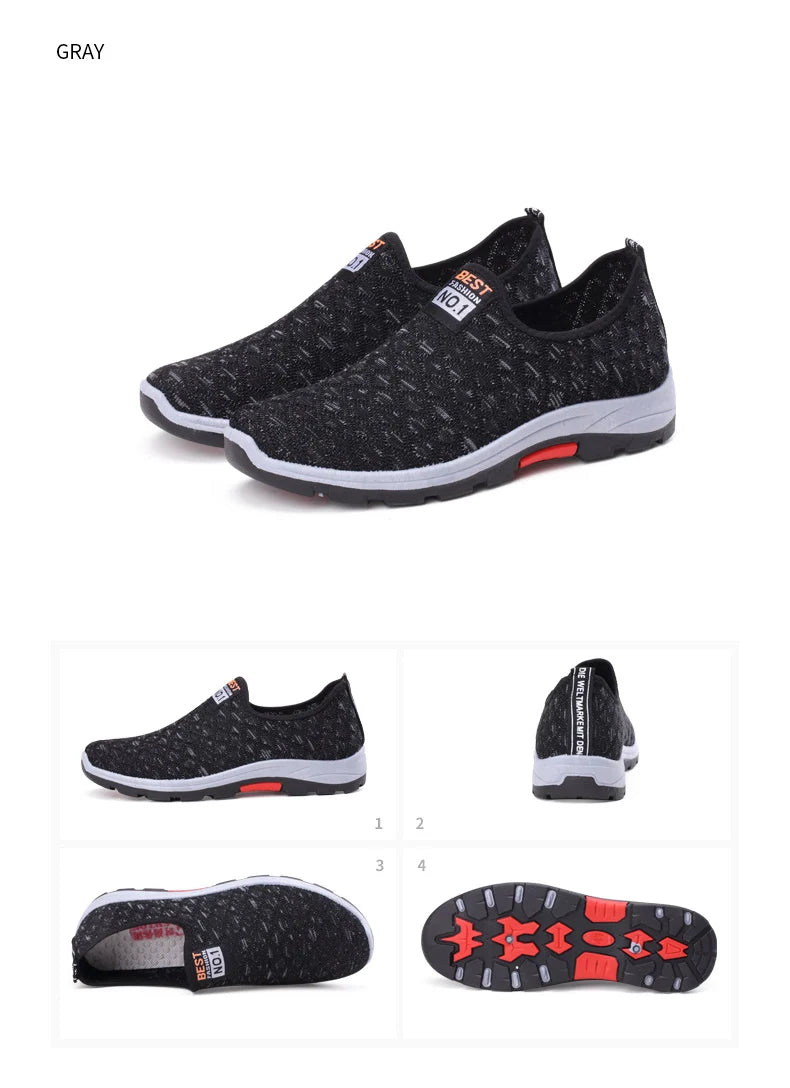 Summer Mesh Casual Shoes Breathable Slip on Mens Loafers Lightweight Sneakers Non-slip Walking Shoes The Clothing Company Sydney