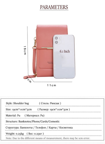 Ladies Handbags Female Pu Leather Shoulder Bags Touch Screen Phone Purse Crossbody Bag Large Capacity Hand Bag The Clothing Company Sydney