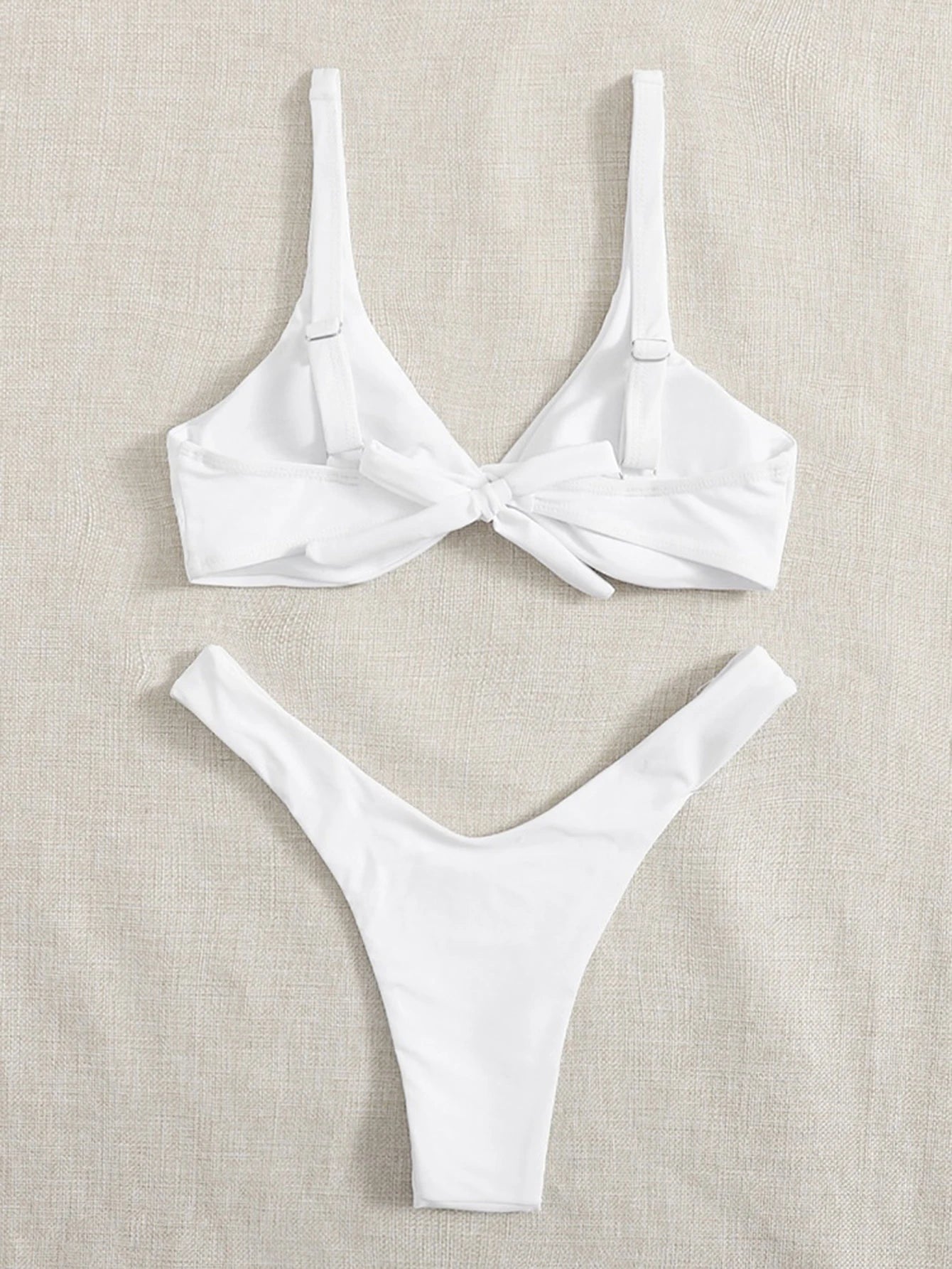 2 Piece Solid Tie Bikini Padded Bra High Leg Bandage Push Up Bikini Set Brazilian Swimsuit Women Swimwear - The Clothing Company Sydney