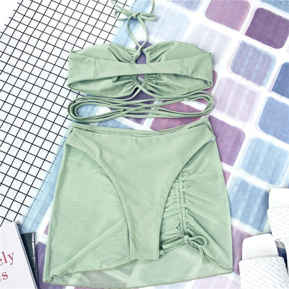 Wrap Around 3 Piece With Skirt  Bikini Female Swimsuit Women Swimwear Three-pieces Bikini set Bather Bathing Suit Swimwear The Clothing Company Sydney