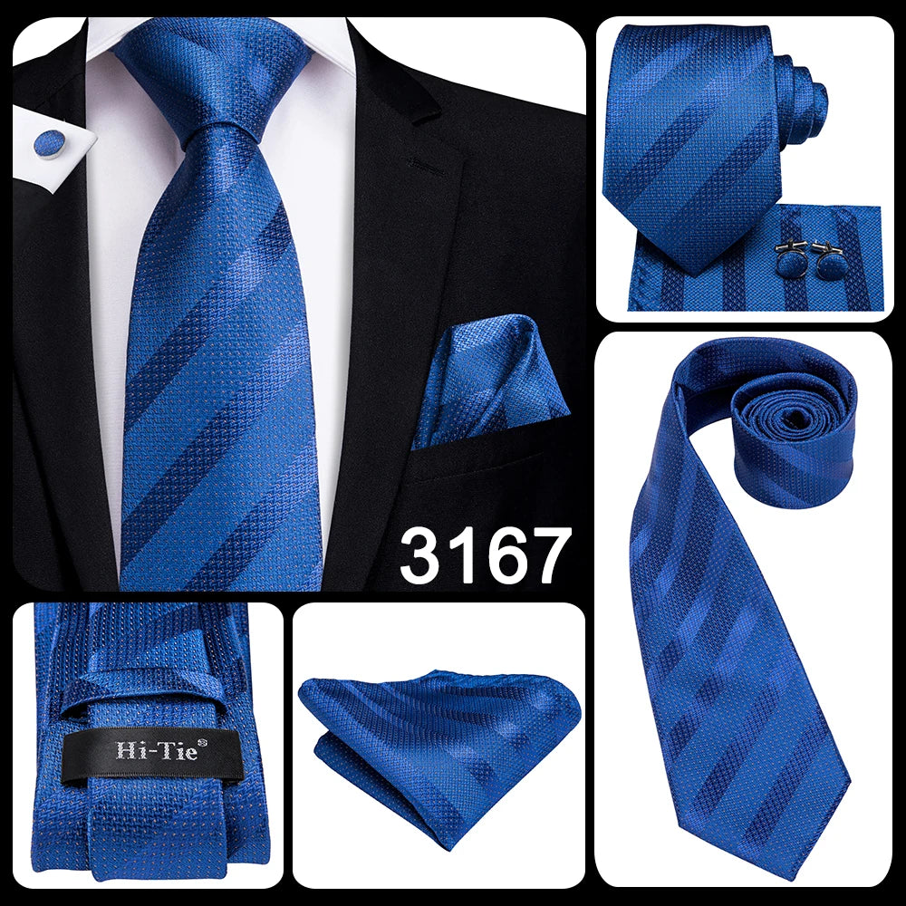 Blue Paisley Silk Tie Set – Necktie, Cufflinks & Hanky for Men The Clothing Company Sydney