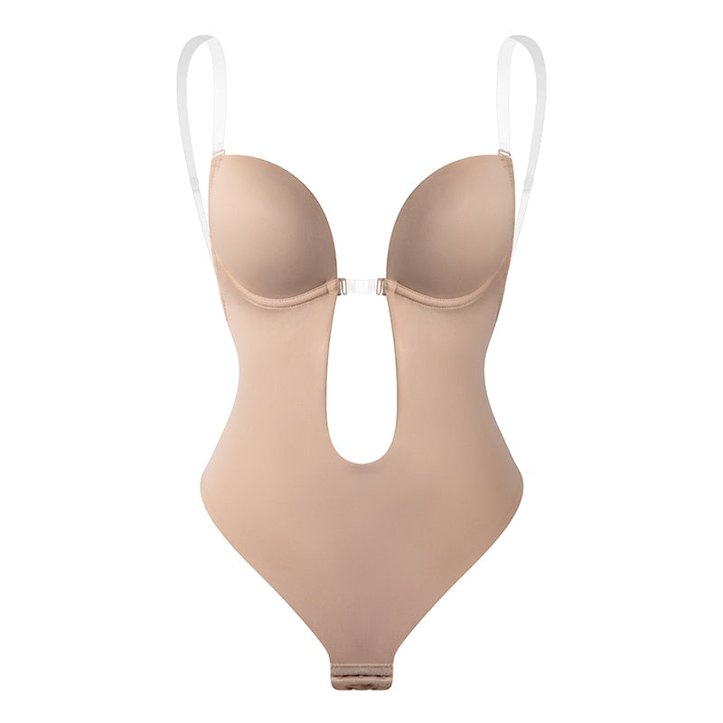 Women's Plunging Deep V-Neck Strapless Backless Bodysuit Seamless Thong Full Body Shapewear for Wedding Party Body Shaper The Clothing Company Sydney