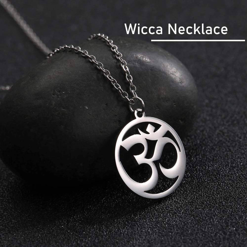 Hindu Yoga Om Aum Necklace For Men Women Amulet Stainless Steel Jewellery Shiva Accessories - The Clothing Company Sydney