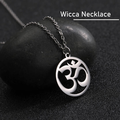 Hindu Yoga Om Aum Necklace For Men Women Amulet Stainless Steel Jewellery Shiva Accessories - The Clothing Company Sydney