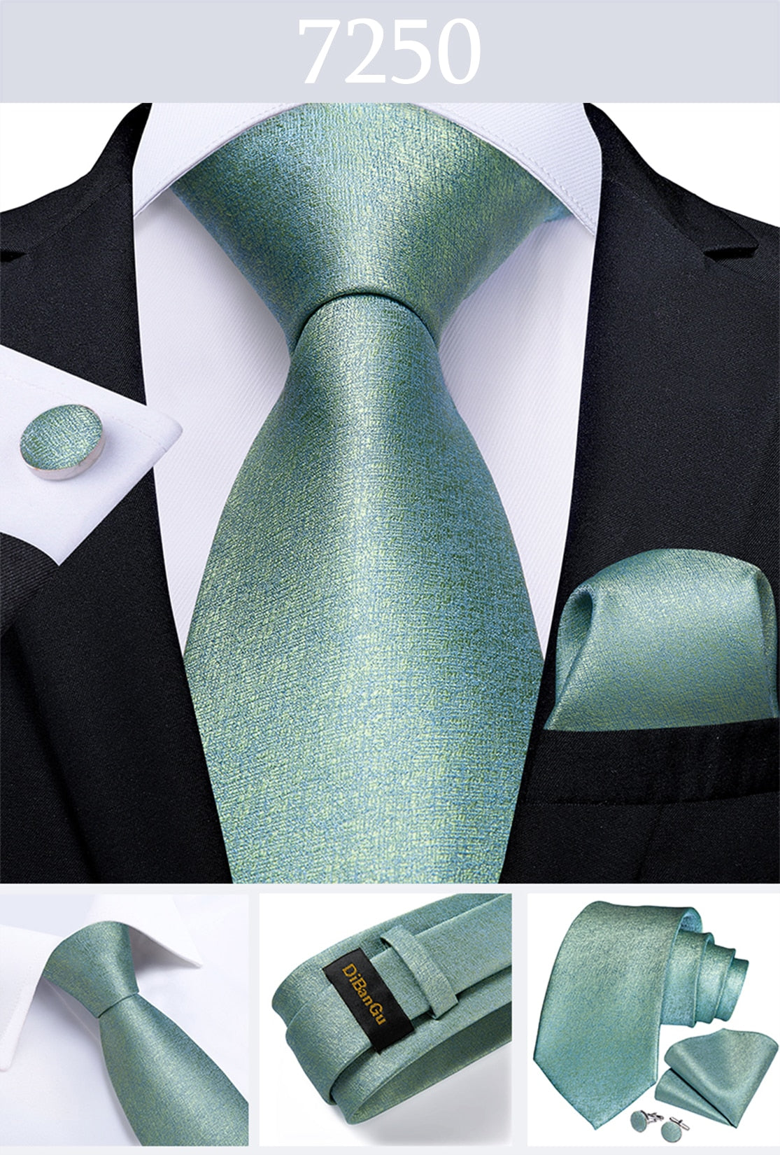 Men's Tie Teal Green Paisley Novelty Design Silk Wedding Tie for Men Handky cufflink Tie Set Party Business Fashion Set The Clothing Company Sydney