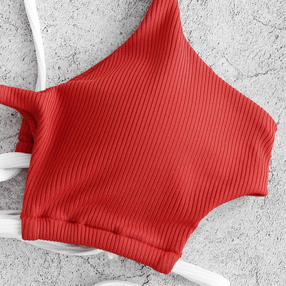 Women's Swimwear Lingerie Set Swimsuit Striped Push Up High Cut High Waist Halter Bikini Set Two Piece Swimsuit - The Clothing Company Sydney