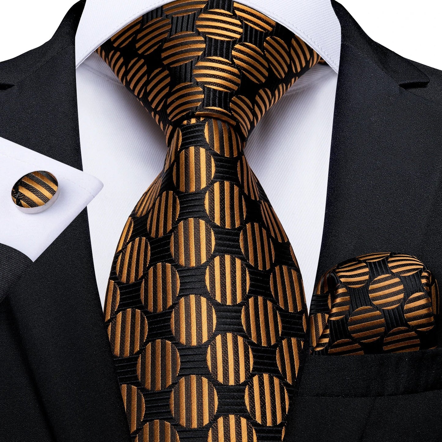 Plaid Print Men's Tie Set 8cm Width Neck Tie Handkerchief Cufflinks Business Wedding Tie Gift Set The Clothing Company Sydney