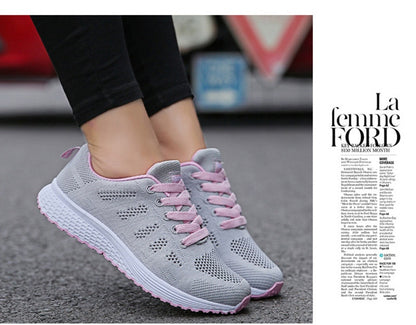 Women Casual Shoes Fashion Breathable Walking Mesh Flat Shoes Sneakers Women 2021 Gym Vulcanized Shoes White Female Footwear The Clothing Company Sydney