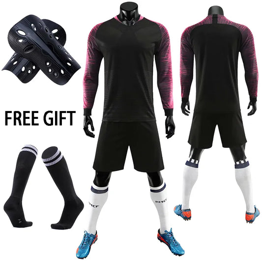 Kids Adult Goalkeeper Uniforms Suit Football Jerseys Men Boys Girls Women Long Sleeve Soccer Jerseys Set with socks+Shin guards The Clothing Company Sydney
