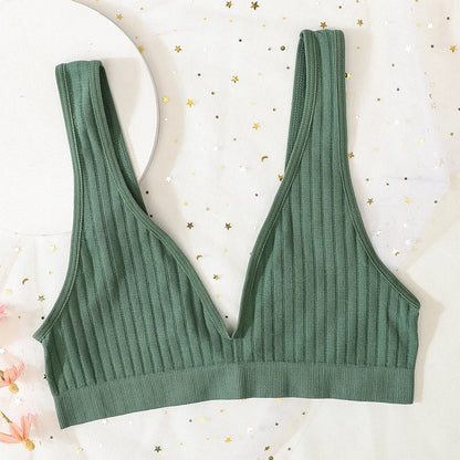 Deep V-neck Seamless Bra Push Up Bras For Women Bralette Lingerie Female Low Back Sleep Underwear Unlined Crop Top The Clothing Company Sydney