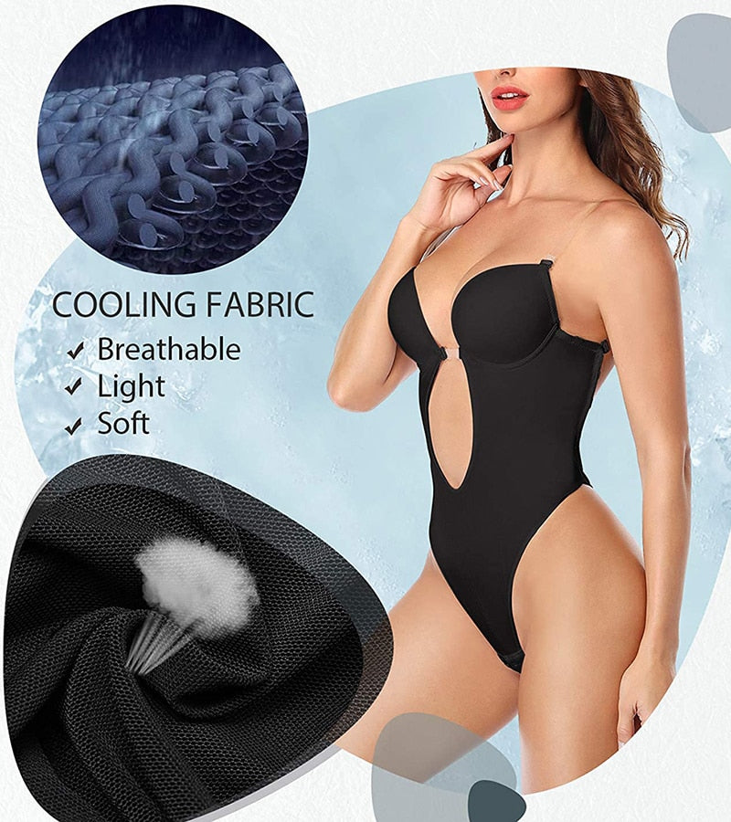 Women's Plunging Deep V-Neck Strapless Backless Bodysuit Seamless Thong Full Body Shapewear for Wedding Party Body Shaper The Clothing Company Sydney