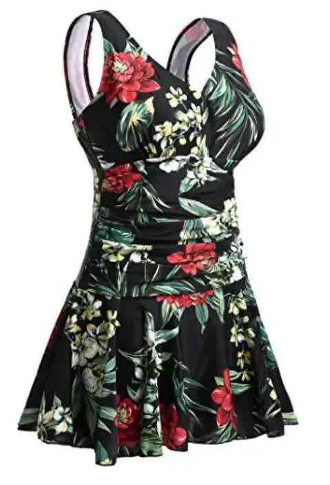 Women Modest Swim Dresses Floral Print Plus-Size Swimsuit Padded One Piece Swimwear Bathing Suits The Clothing Company Sydney