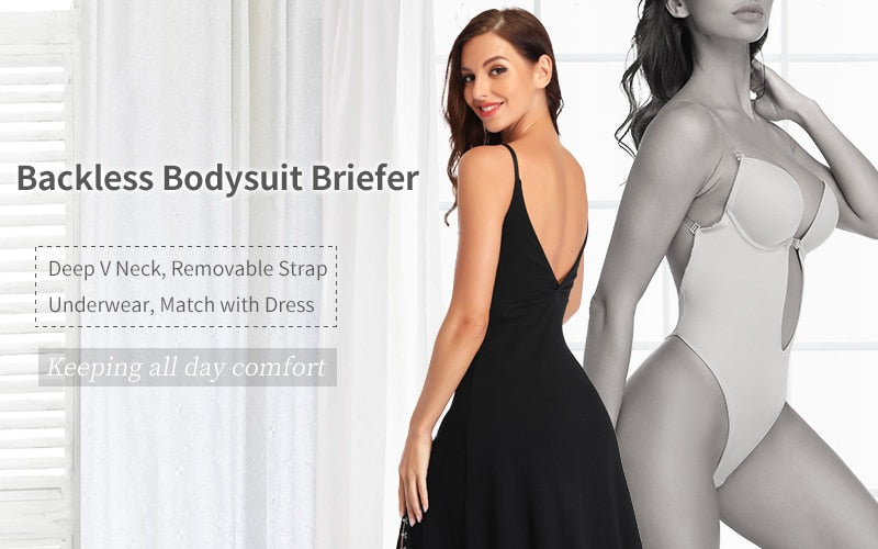 Women's Plunging Deep V-Neck Strapless Backless Bodysuit Seamless Thong Full Body Shapewear for Wedding Party Body Shaper The Clothing Company Sydney