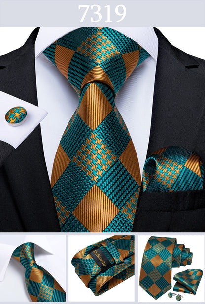 Men's Tie Teal Green Paisley Novelty Design Silk Wedding Tie for Men Handky cufflink Tie Set Party Business Fashion Set The Clothing Company Sydney