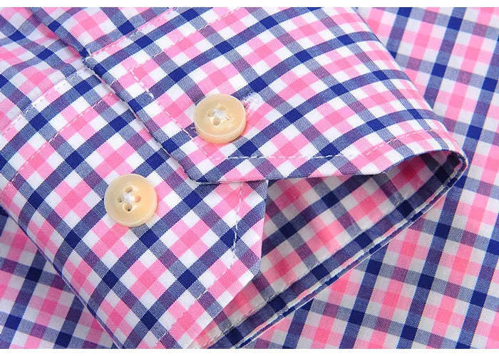 English Style Plaid Checked Cotton Men Shirts Without Pocket Long Sleeve Versatile Casual Standard-fit Button-down Gingham Shirt The Clothing Company Sydney