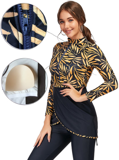 Conservative Swimwear Women Modest Patchwork Long Sleeves Sport Swimsuit 3 Piece Bathing Suit The Clothing Company Sydney