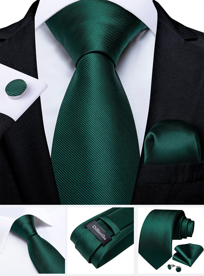 Men's Tie Teal Green Paisley Novelty Design Silk Wedding Tie for Men Handky cufflink Tie Set Party Business Fashion Set The Clothing Company Sydney