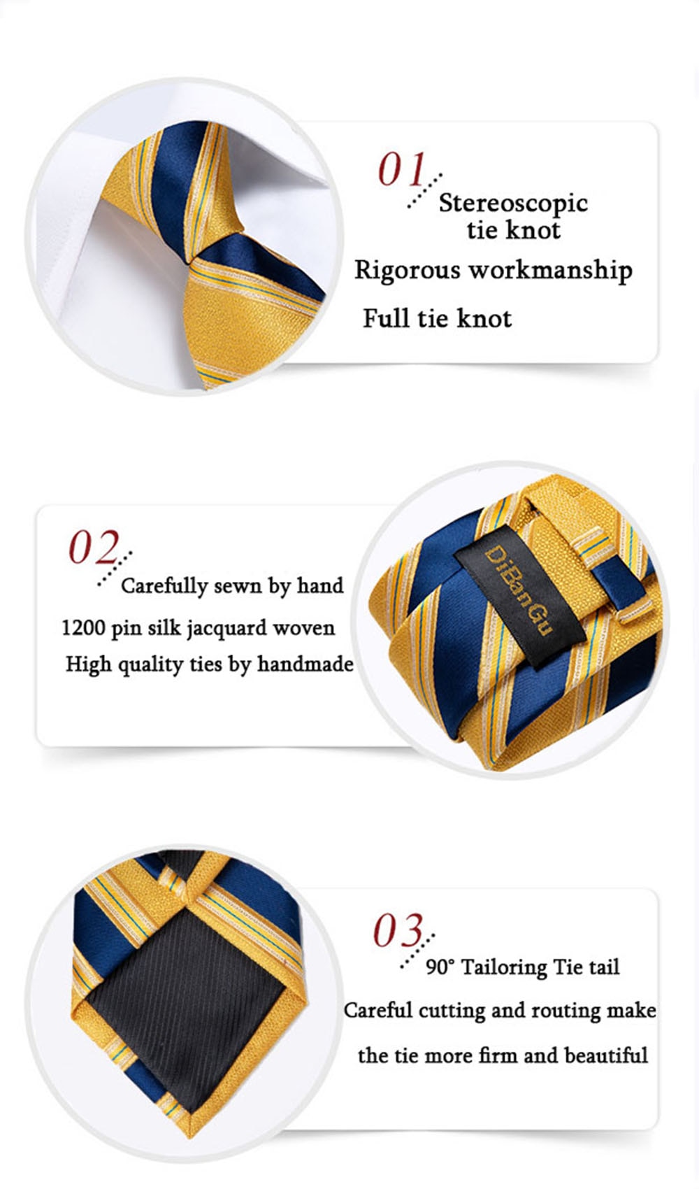 Men's Tie Luxury Yellow Blue Striped Paisley Plaid Silk Wedding Tie For Men's Designer Hanky Cufflinks Gift Tie Set The Clothing Company Sydney