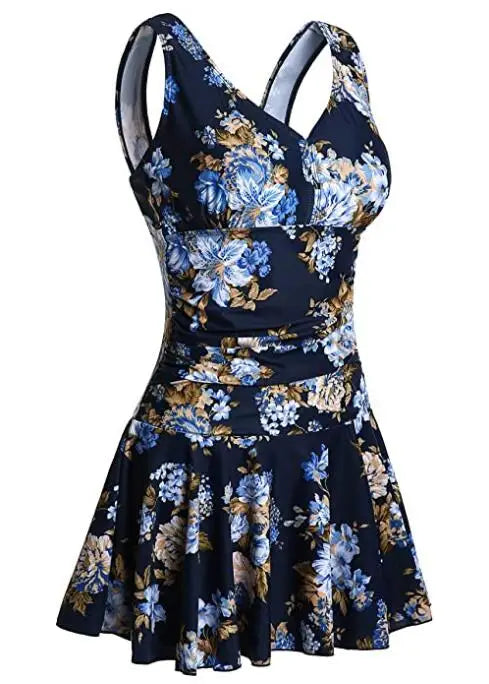 Women Modest Swim Dresses Floral Print Plus-Size Swimsuit Padded One Piece Swimwear Bathing Suits The Clothing Company Sydney